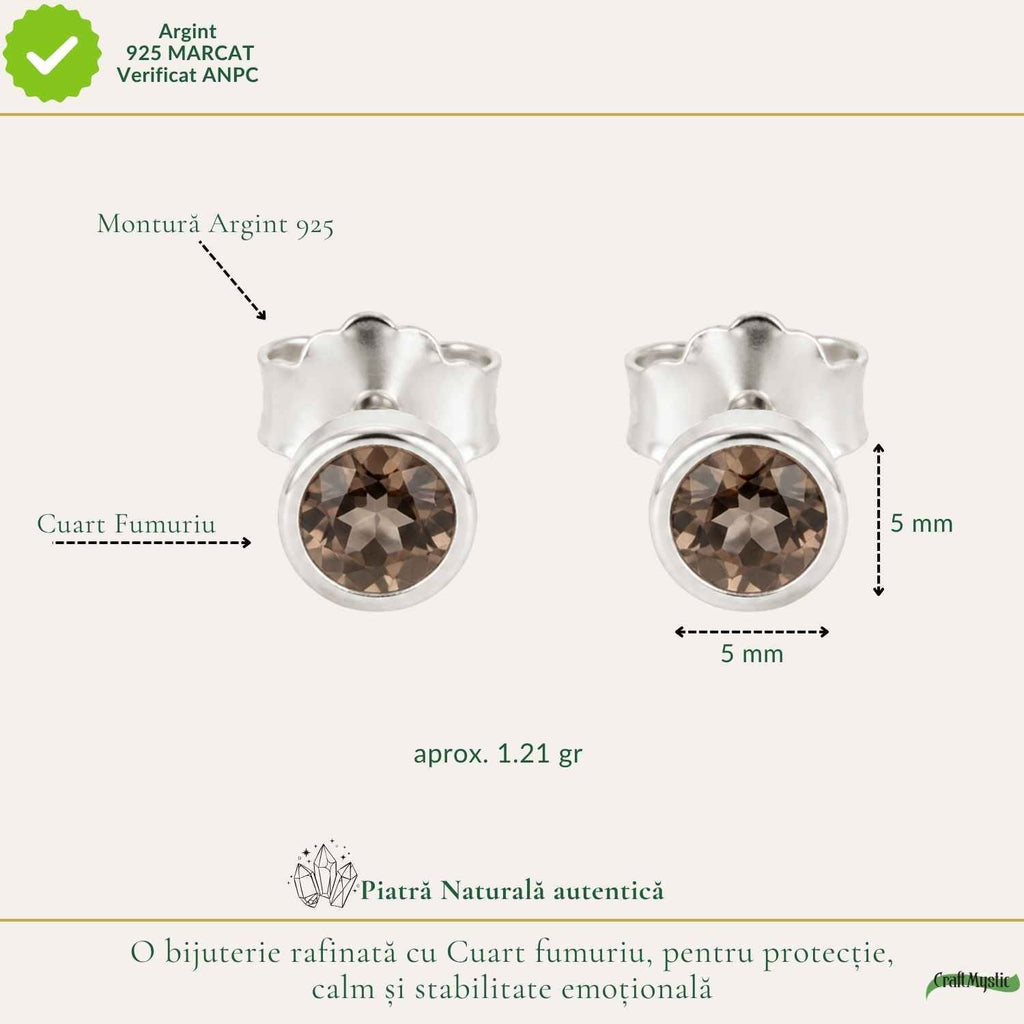 Cercei cu Cuarț Fumuriu, Argint 925 – CraftMystic
