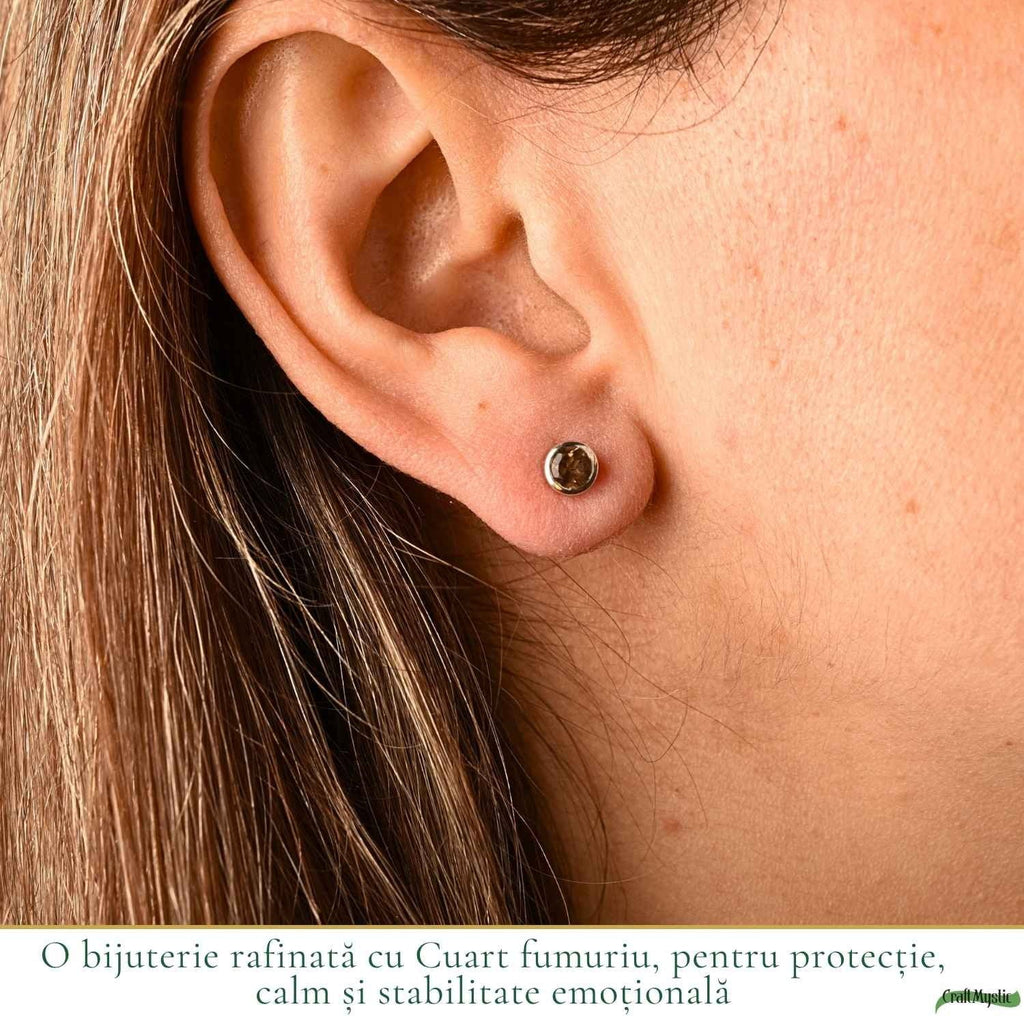 Cercei cu Cuarț Fumuriu, Argint 925 – CraftMystic