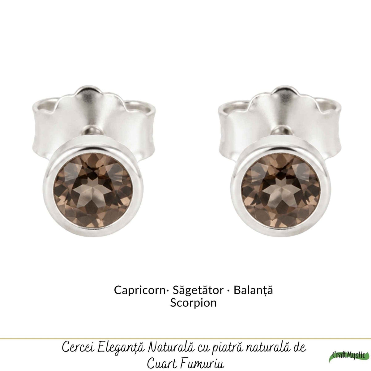Cercei cu Cuarț Fumuriu, Argint 925 – CraftMystic