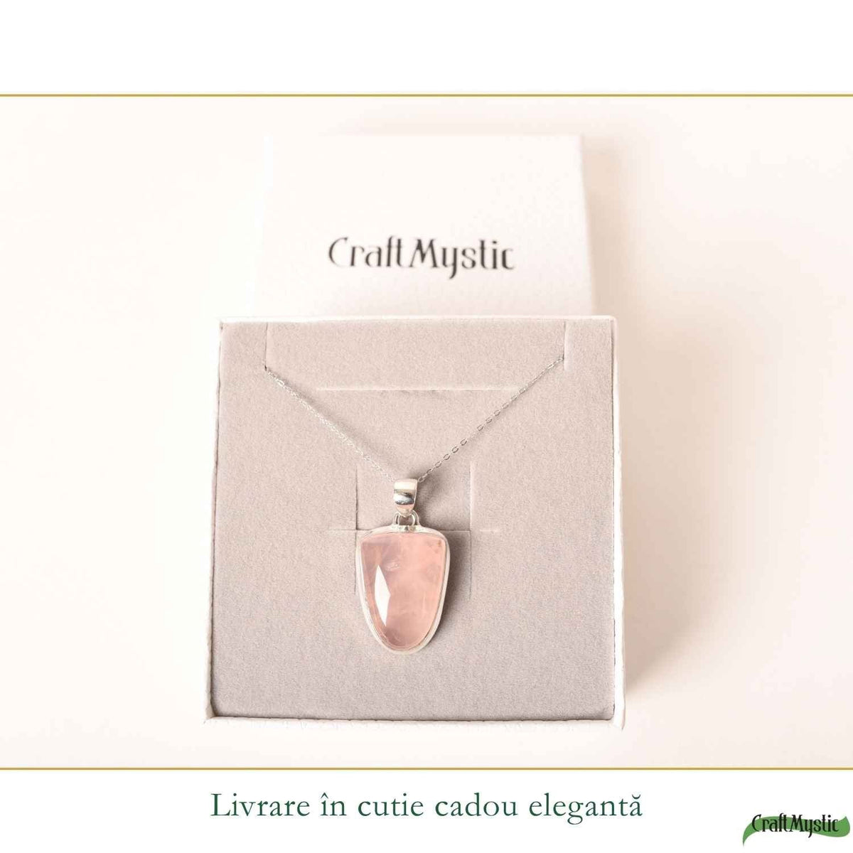 Colier cu Cuarț Roz, Argint 925 – CraftMystic