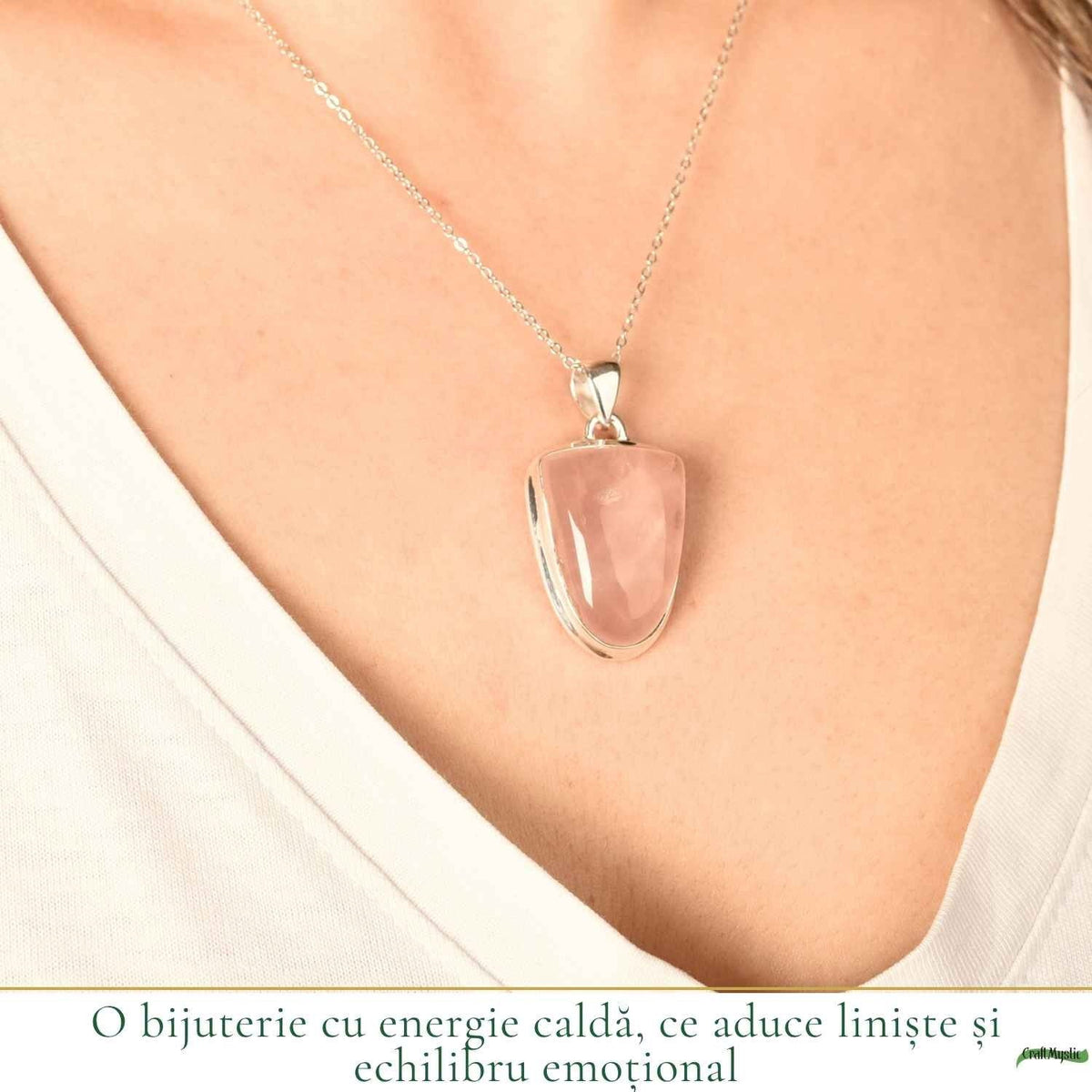 Colier cu Cuarț Roz, Argint 925 – CraftMystic