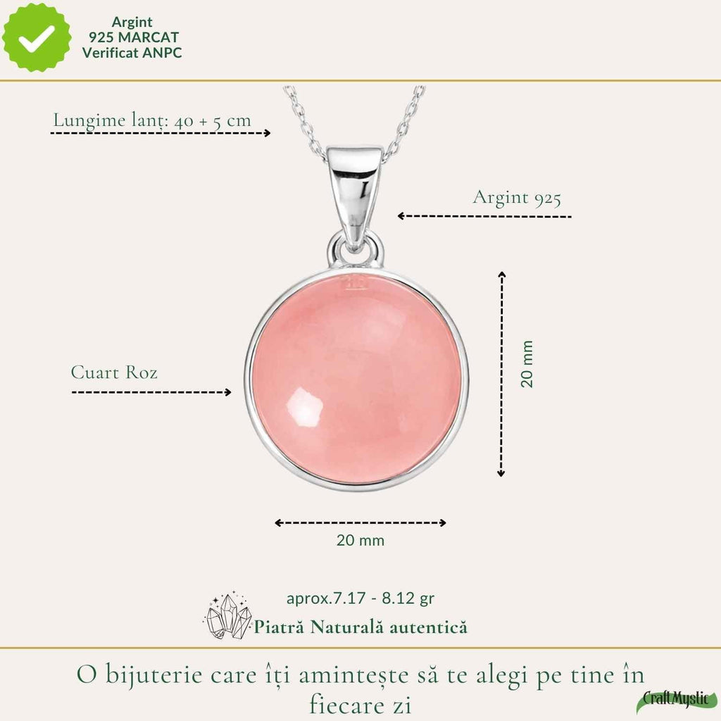 Colier cu Cuarț Roz, Argint 925 – CraftMystic
