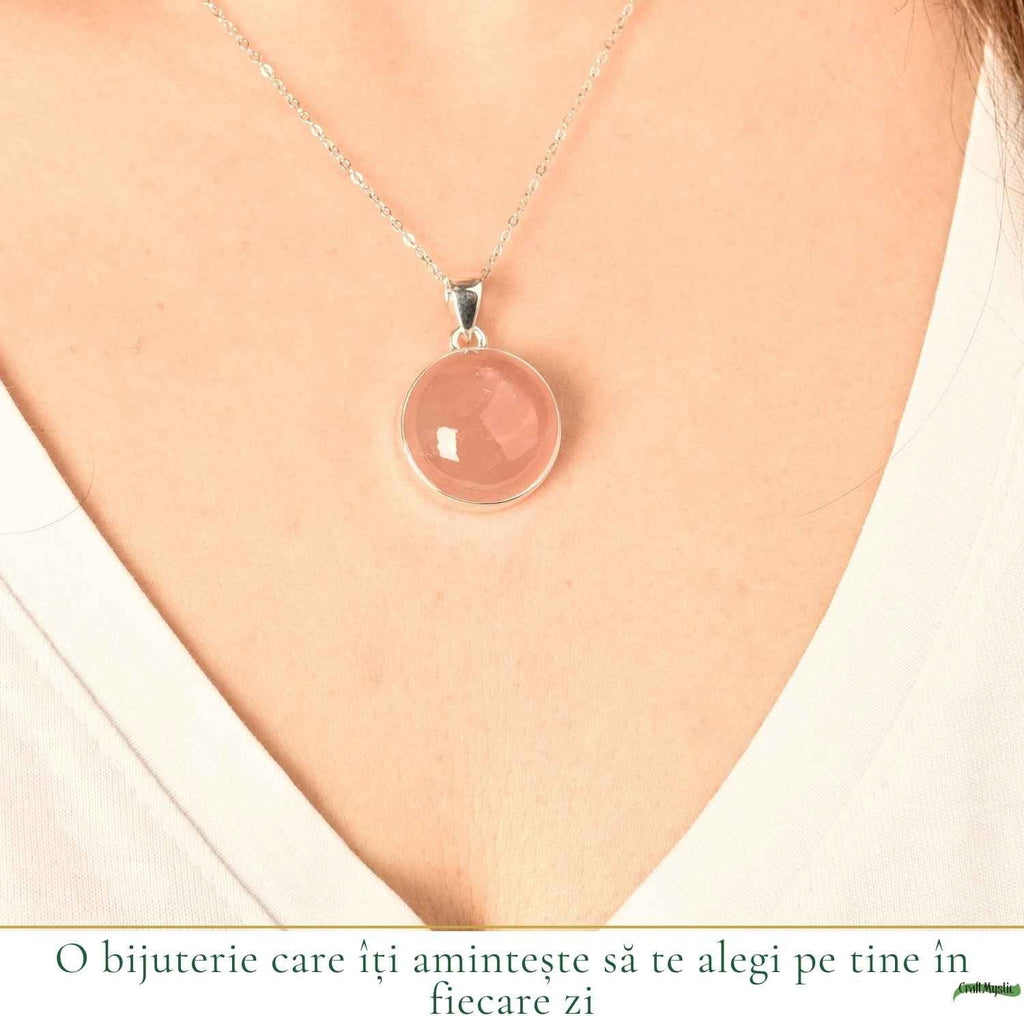 Colier cu Cuarț Roz, Argint 925 – CraftMystic
