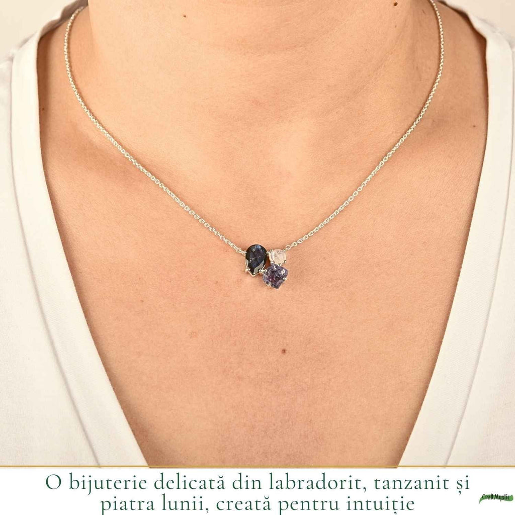 Colier cu Labradorit, Tanzanit și alte cristale, Argint 925 – CraftMystic