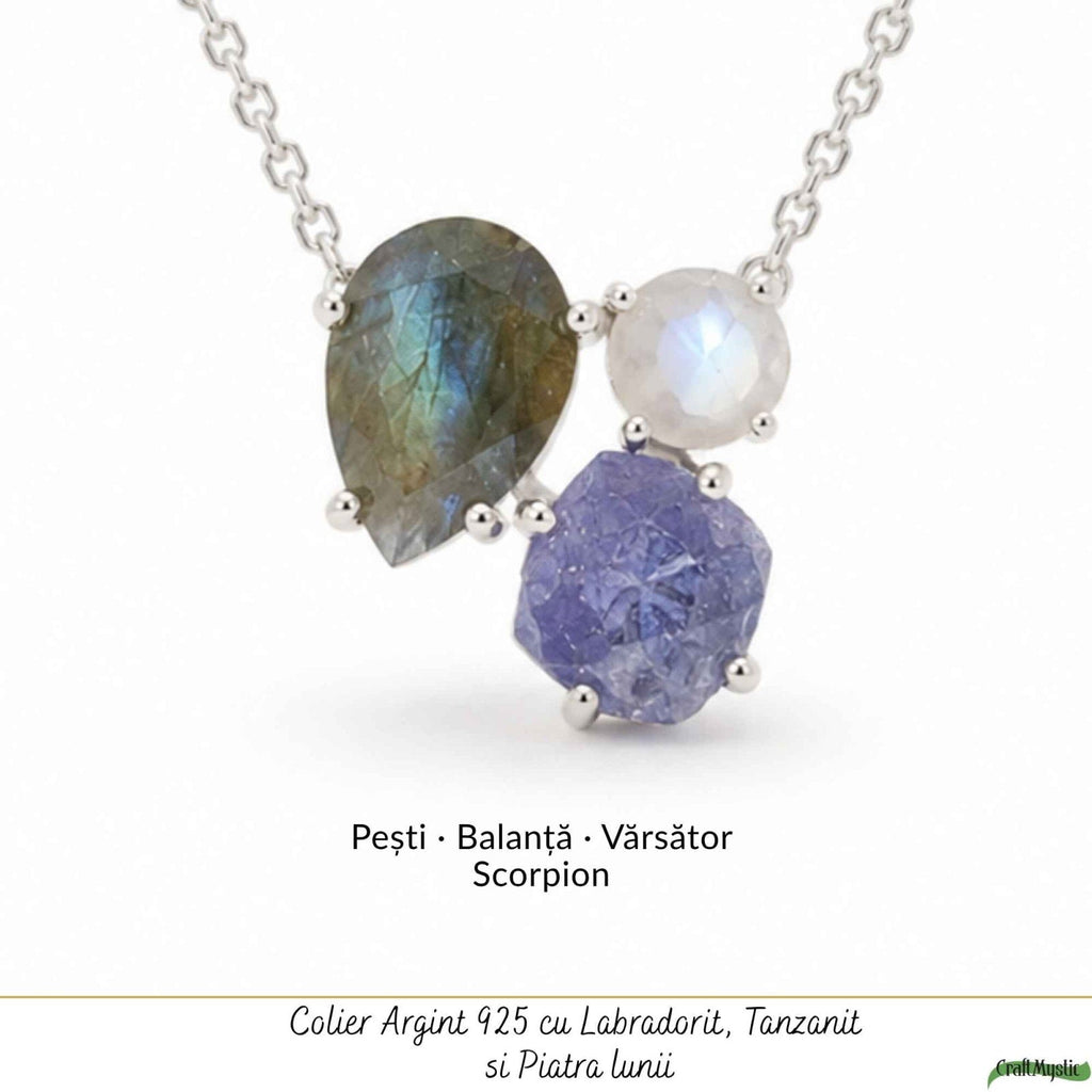 Colier cu Labradorit, Tanzanit și alte cristale, Argint 925 – CraftMystic