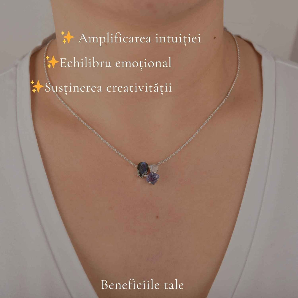 Colier cu Labradorit, Tanzanit și alte cristale, Argint 925 – CraftMystic
