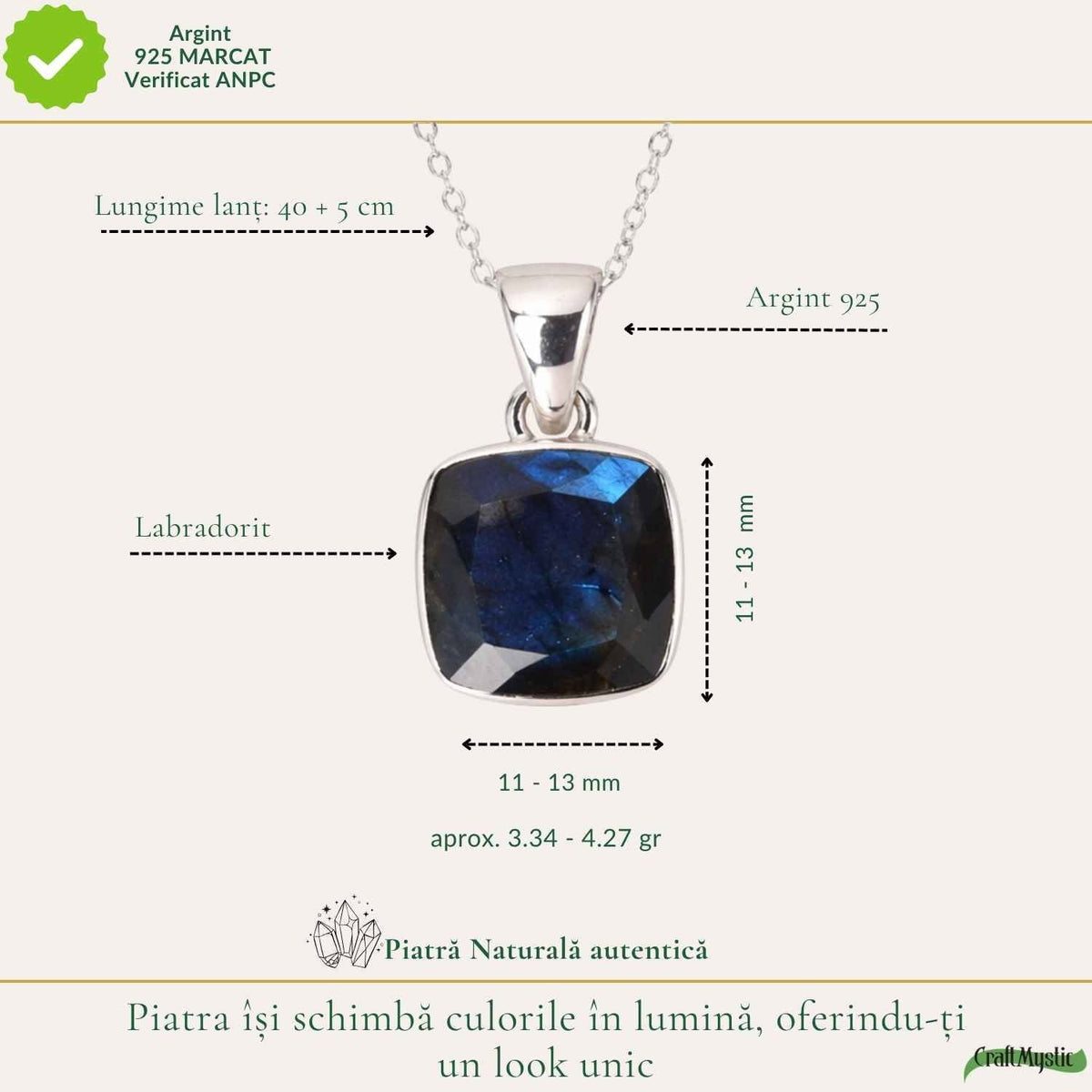 Colier cu Labradorit, Argint 925 – CraftMystic