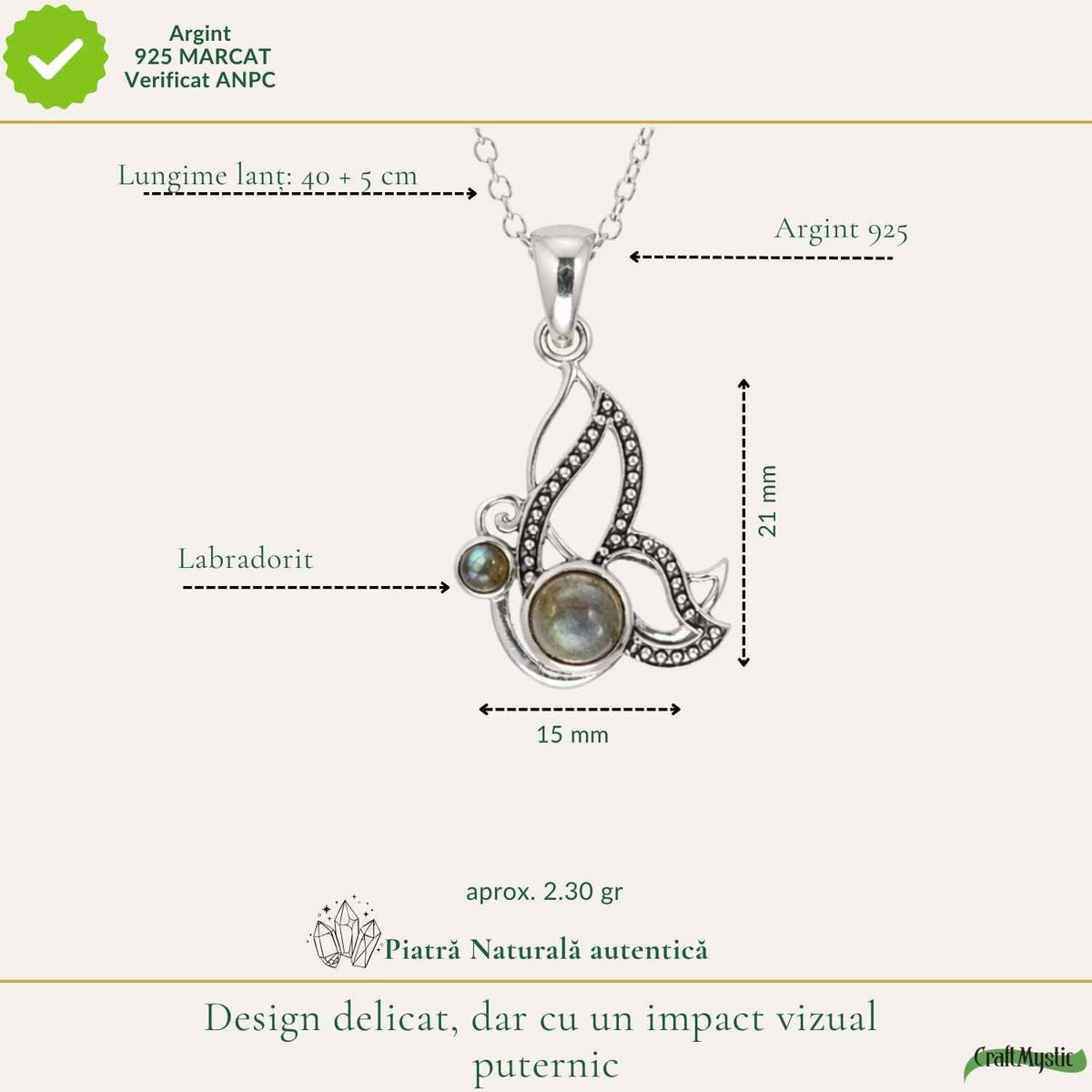 Colier cu Labradorit, Argint 925 – CraftMystic