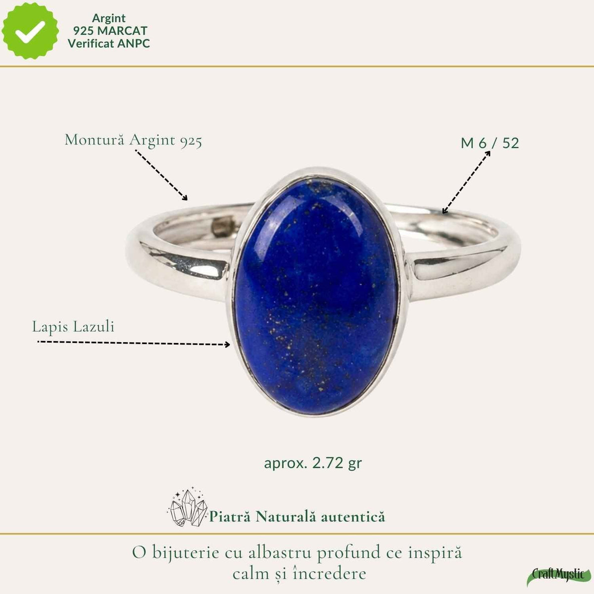 Inel cu Lapis Lazuli, Argint 925 – CraftMystic