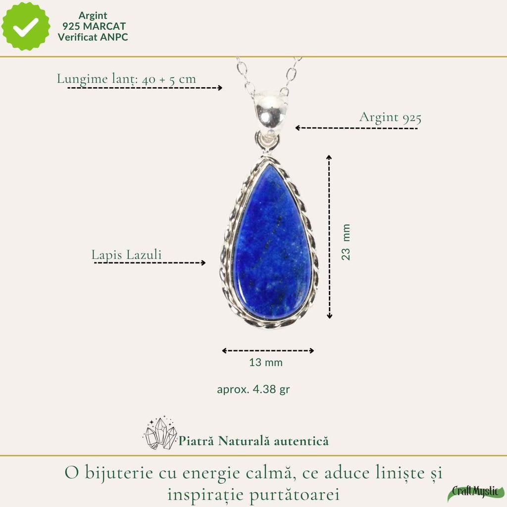Colier cu Lapis Lazuli, Argint 925 – CraftMystic