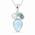 Colier cu Larimar, Apatit și alte cristale, Argint 925 – CraftMystic