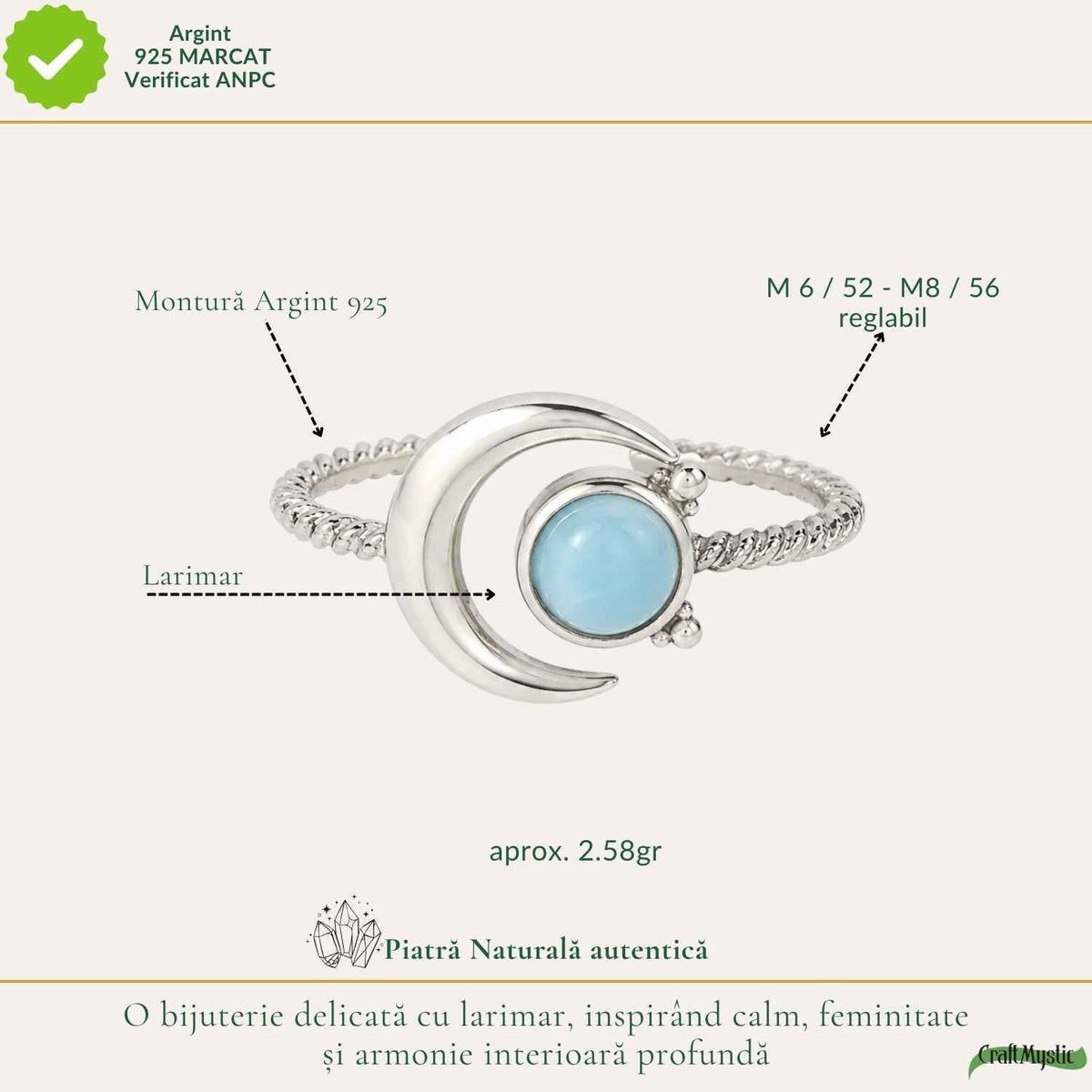 Inel cu Larimar, Argint 925 – CraftMystic