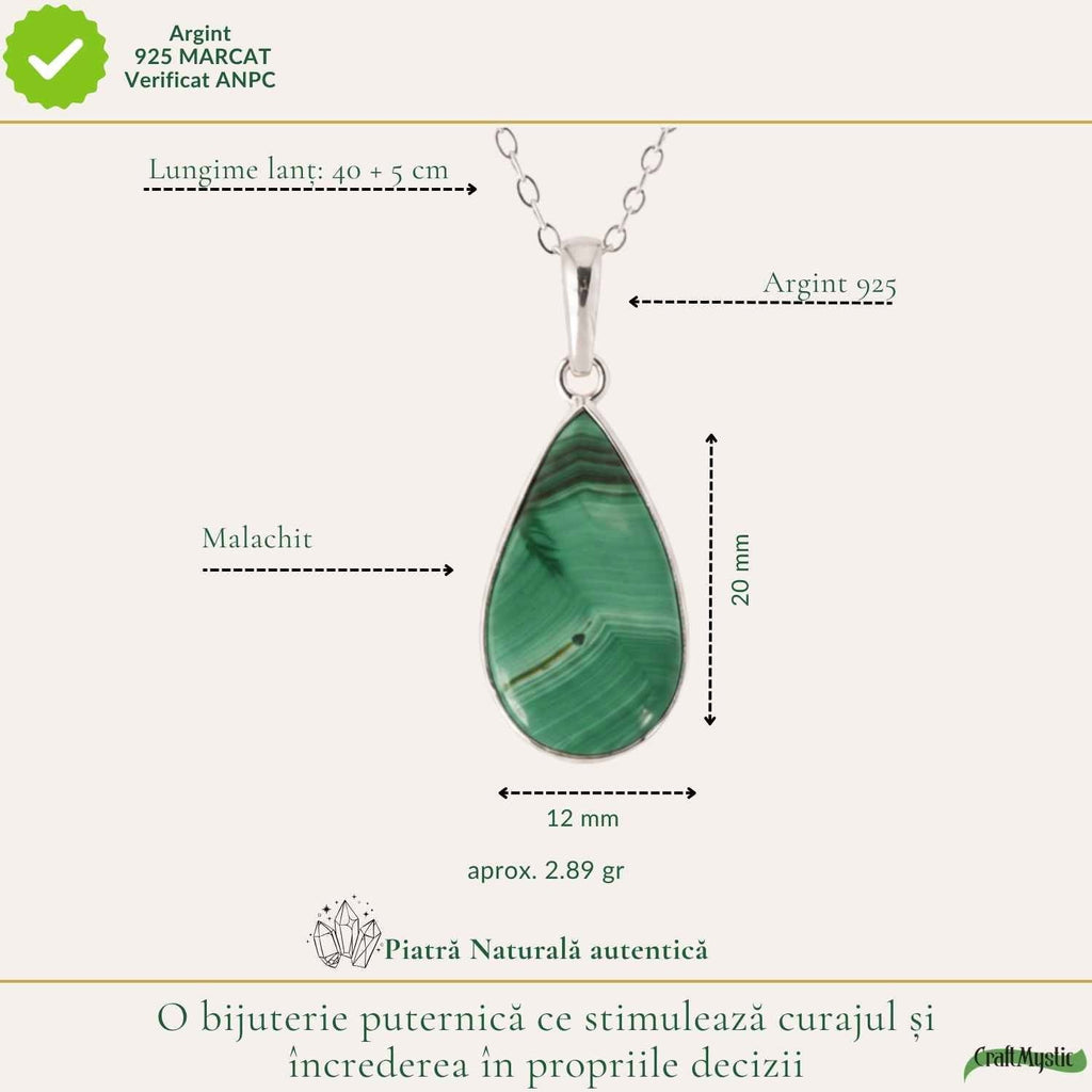 Colier cu Malachit, Argint 925 – CraftMystic