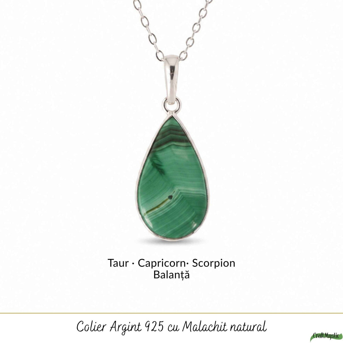 Colier cu Malachit, Argint 925 – CraftMystic