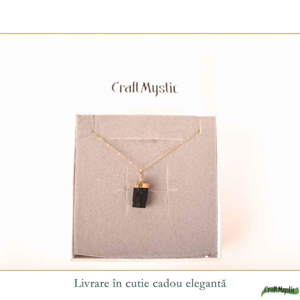 Colier cu Turmalină Neagră, Argint 925 placat aur 18k – CraftMystic