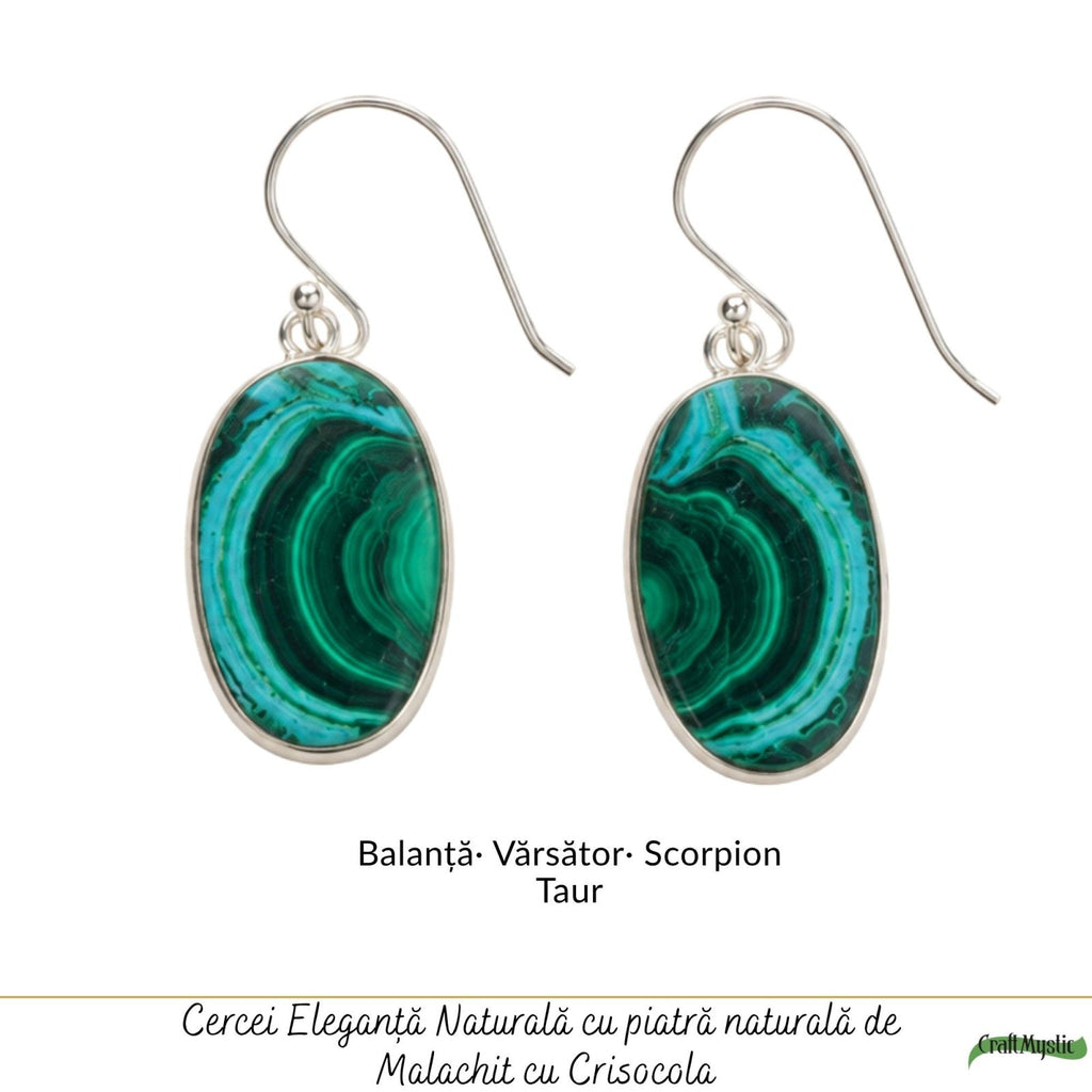 Cercei cu Malachit și Crisocol, Argint 925 – CraftMystic