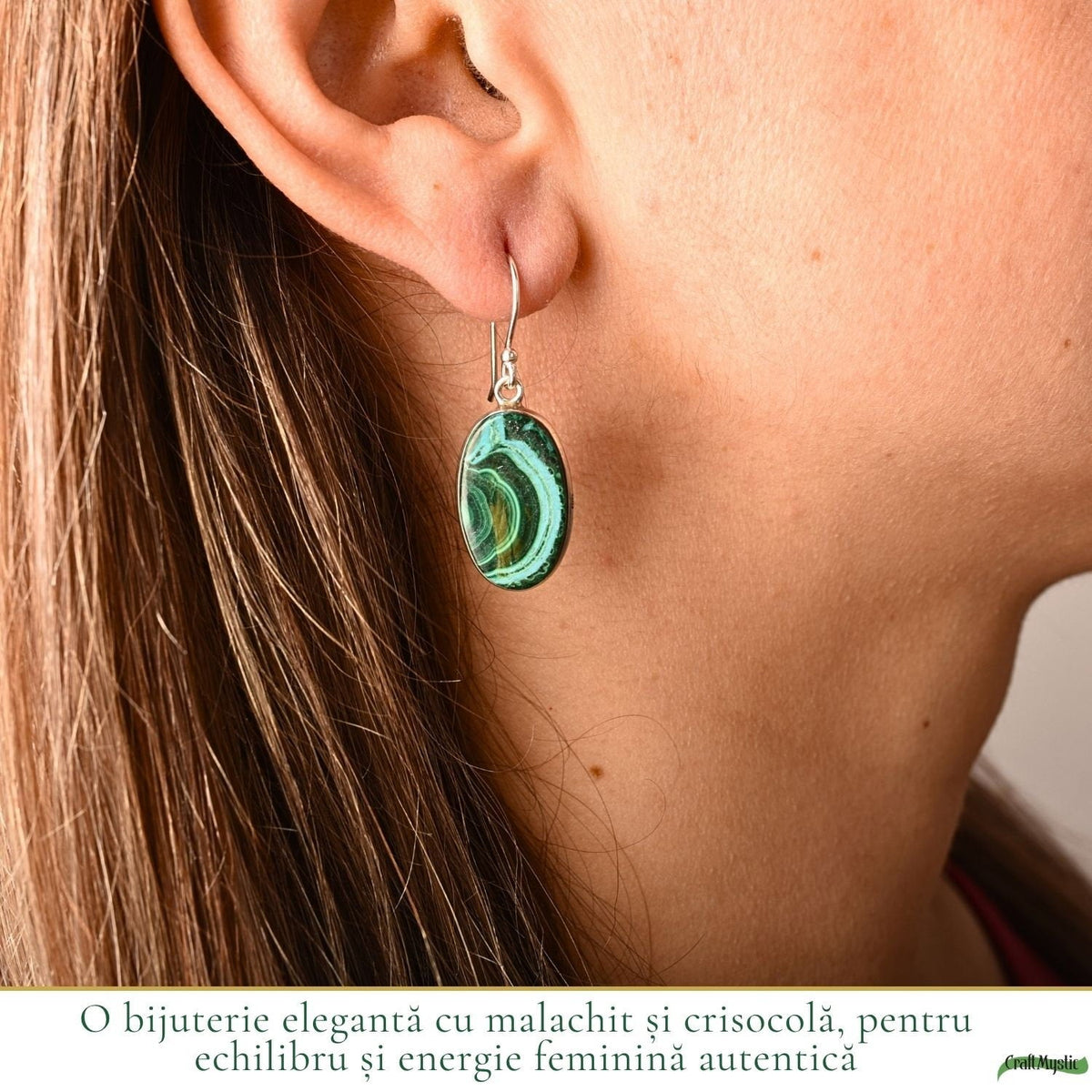 Cercei cu Malachit și Crisocol, Argint 925 – CraftMystic