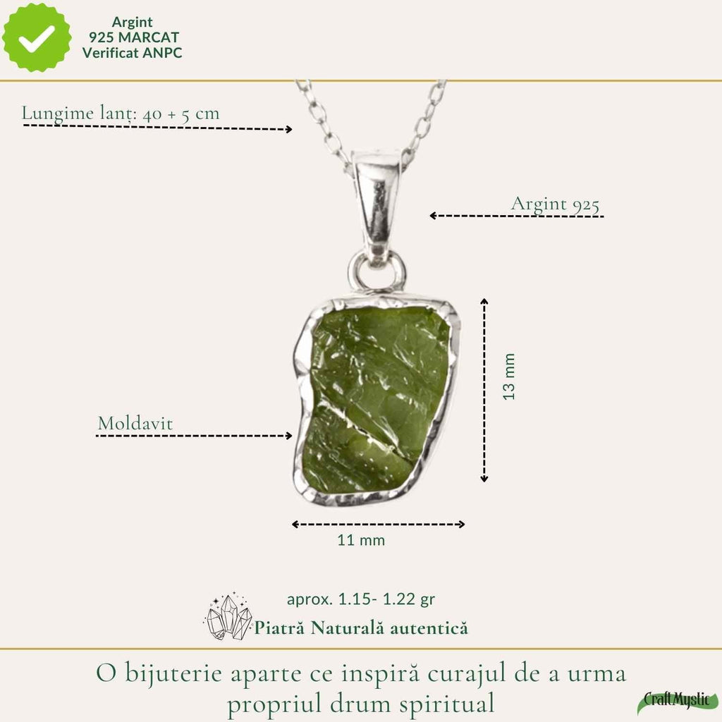 Colier cu Moldavit, Argint 925 – CraftMystic