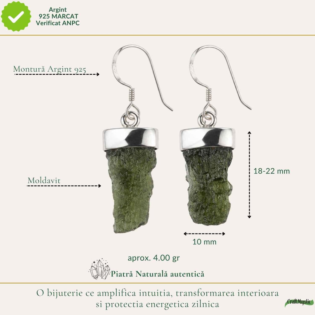 Cercei cu Moldavit, Argint 925 – CraftMystic