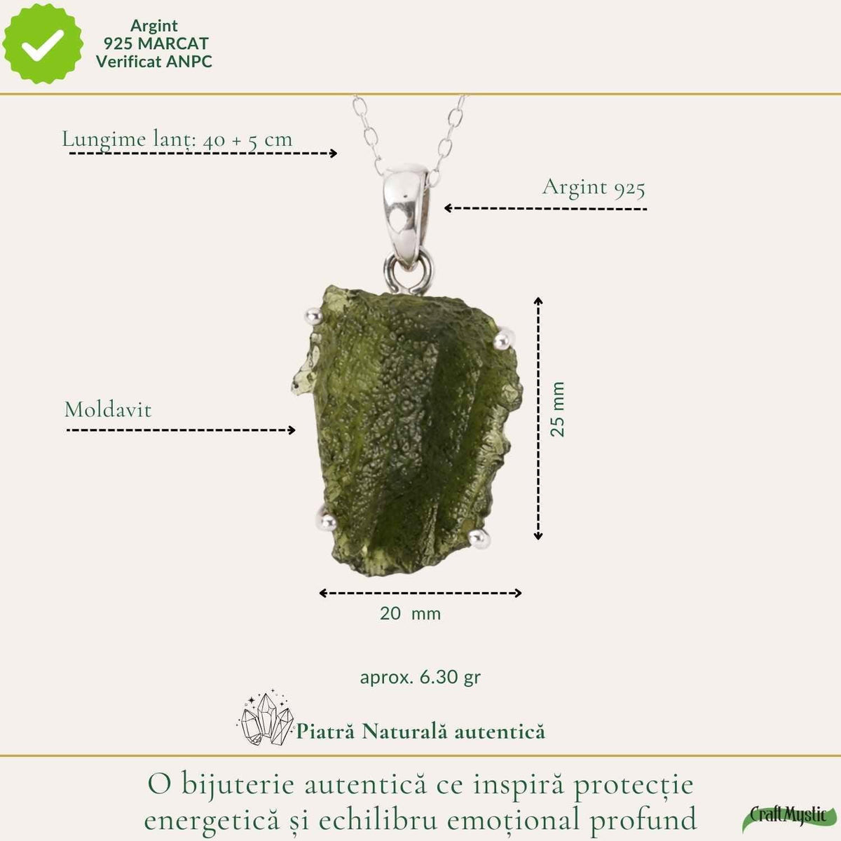 Colier cu Moldavit – CraftMystic
