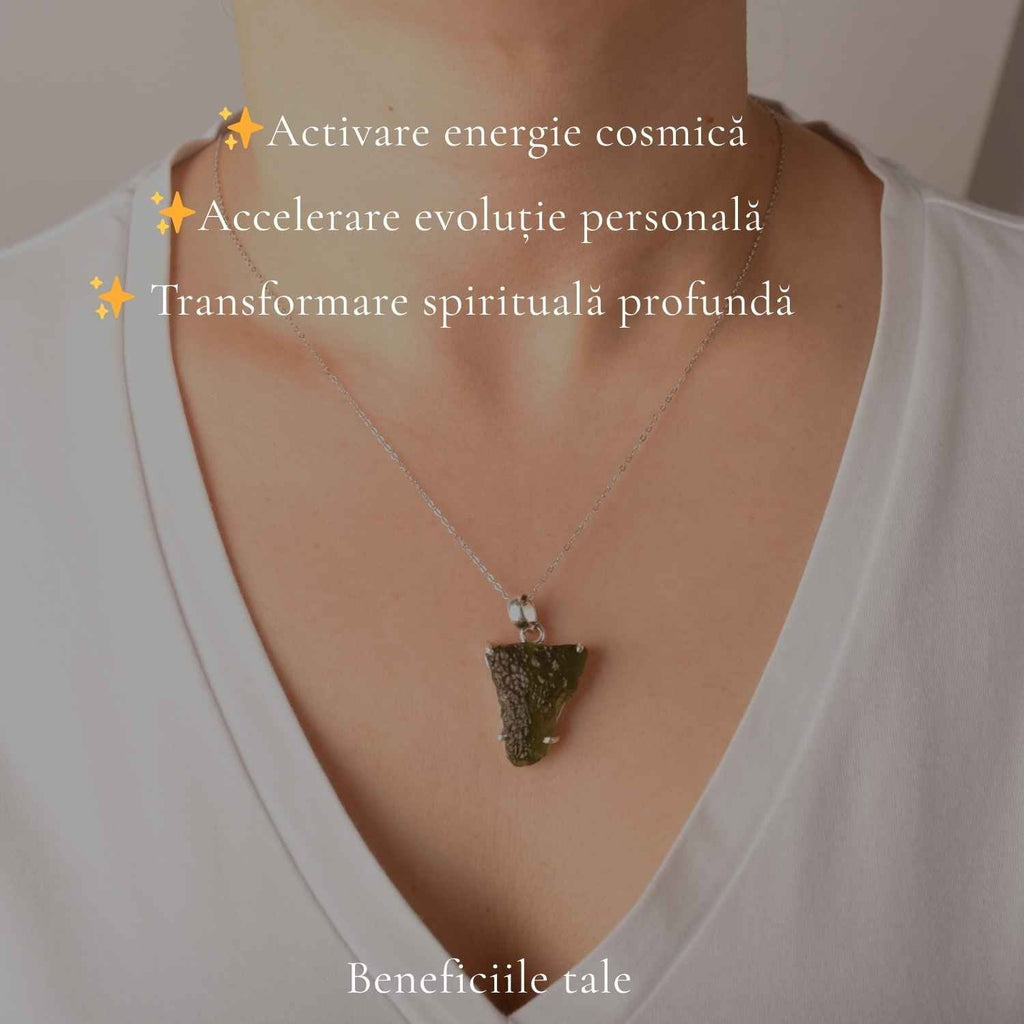 Colier cu Moldavit, Argint 925 – CraftMystic