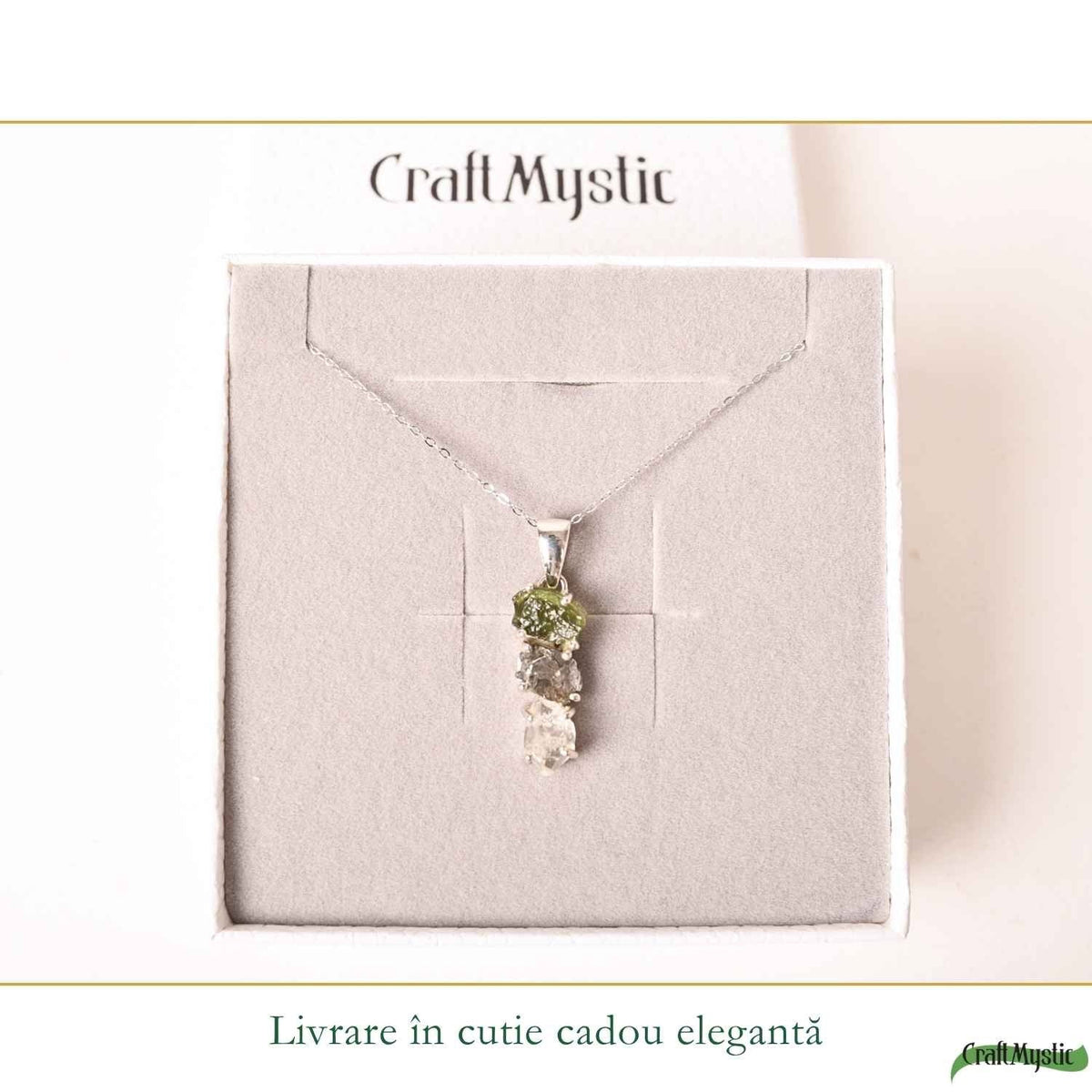 Colier cu Moldavit, Argint 925 – CraftMystic