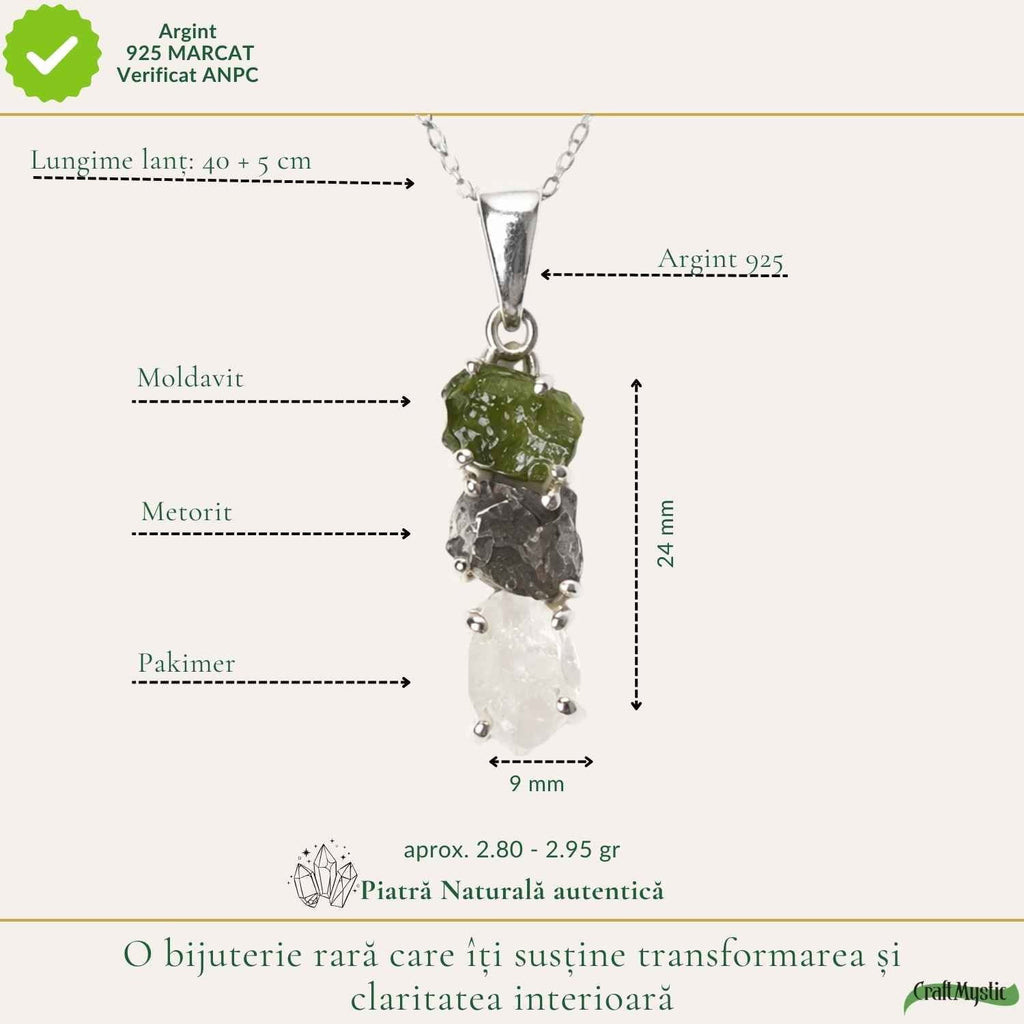 Colier cu Moldavit, Argint 925 – CraftMystic