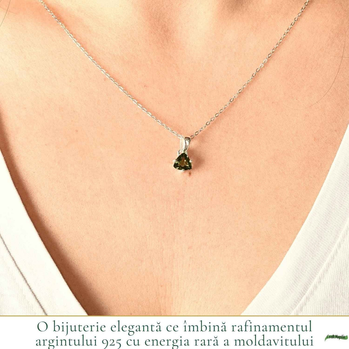 Colier cu Moldavit, Argint 925 – CraftMystic