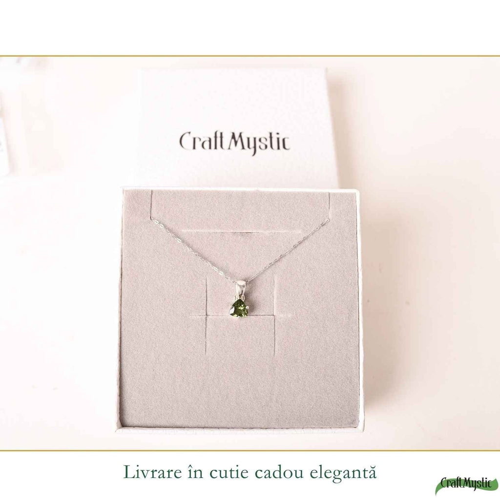 Colier cu Moldavit, Argint 925 – CraftMystic