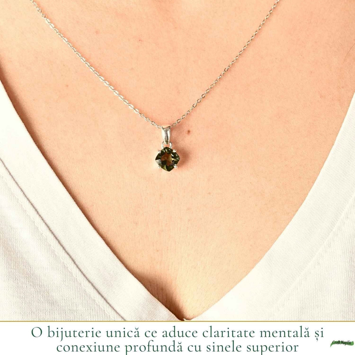 Colier cu Moldavit, Argint 925 – CraftMystic