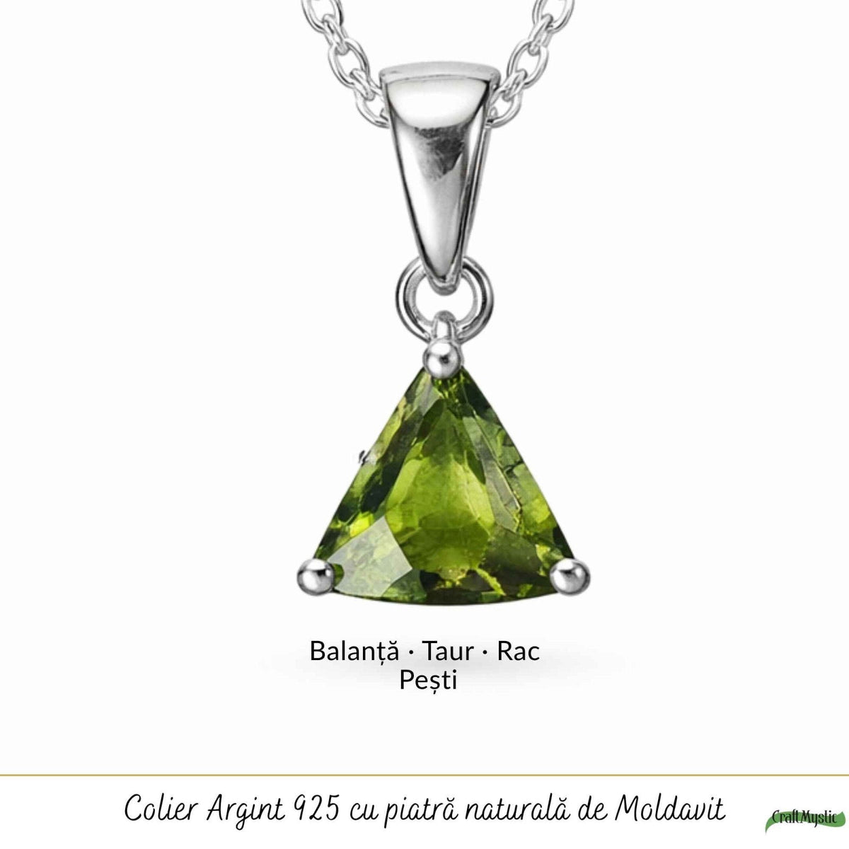 Colier cu Moldavit, Argint 925 – CraftMystic