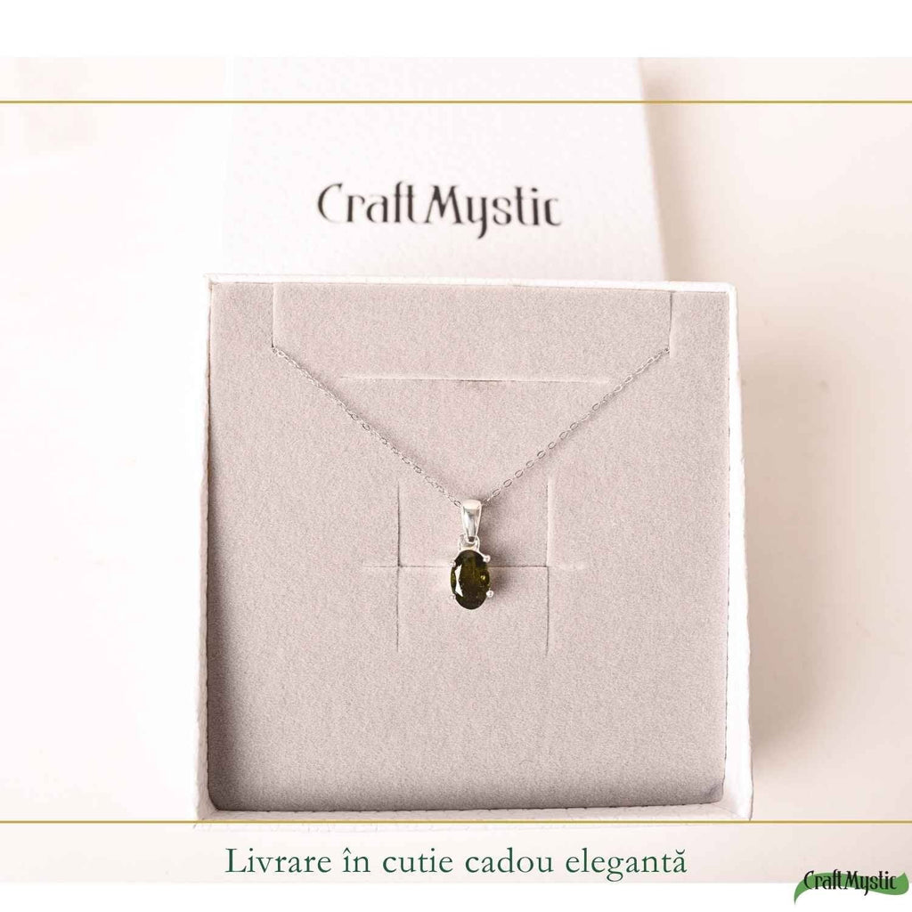 Colier cu Moldavit, Argint 925 – CraftMystic