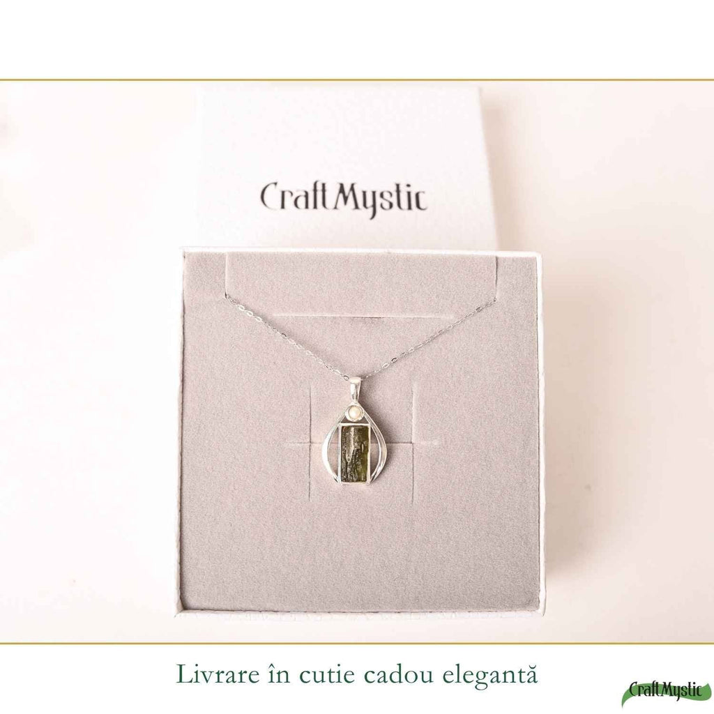 Colier cu Moldavit, Argint 925 – CraftMystic