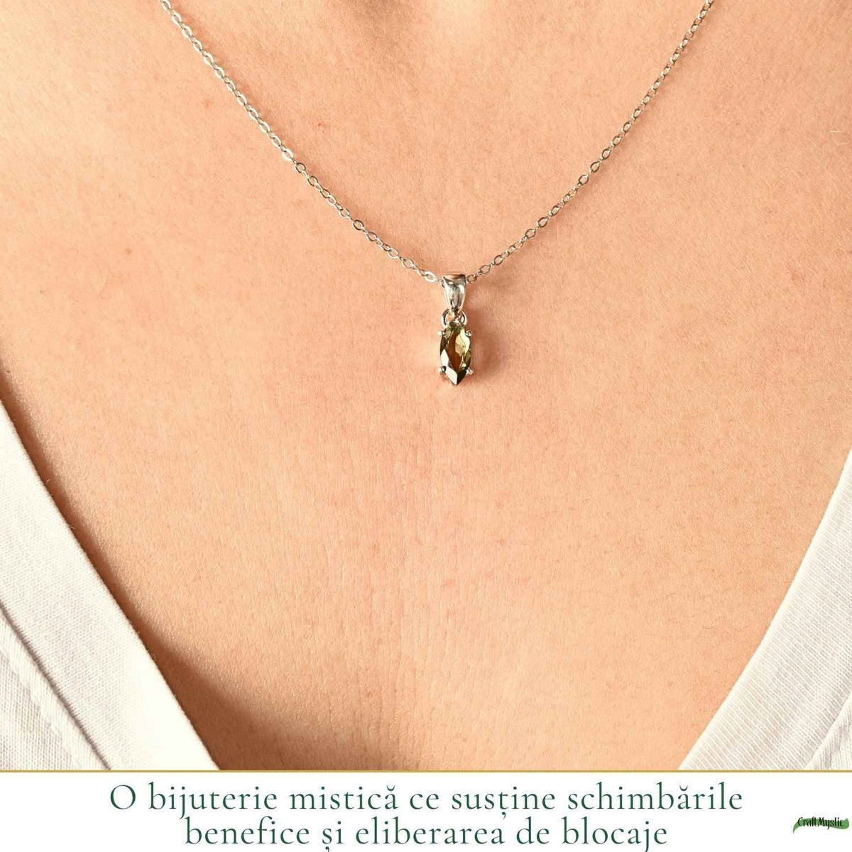 Colier cu Moldavit, Argint 925 – CraftMystic