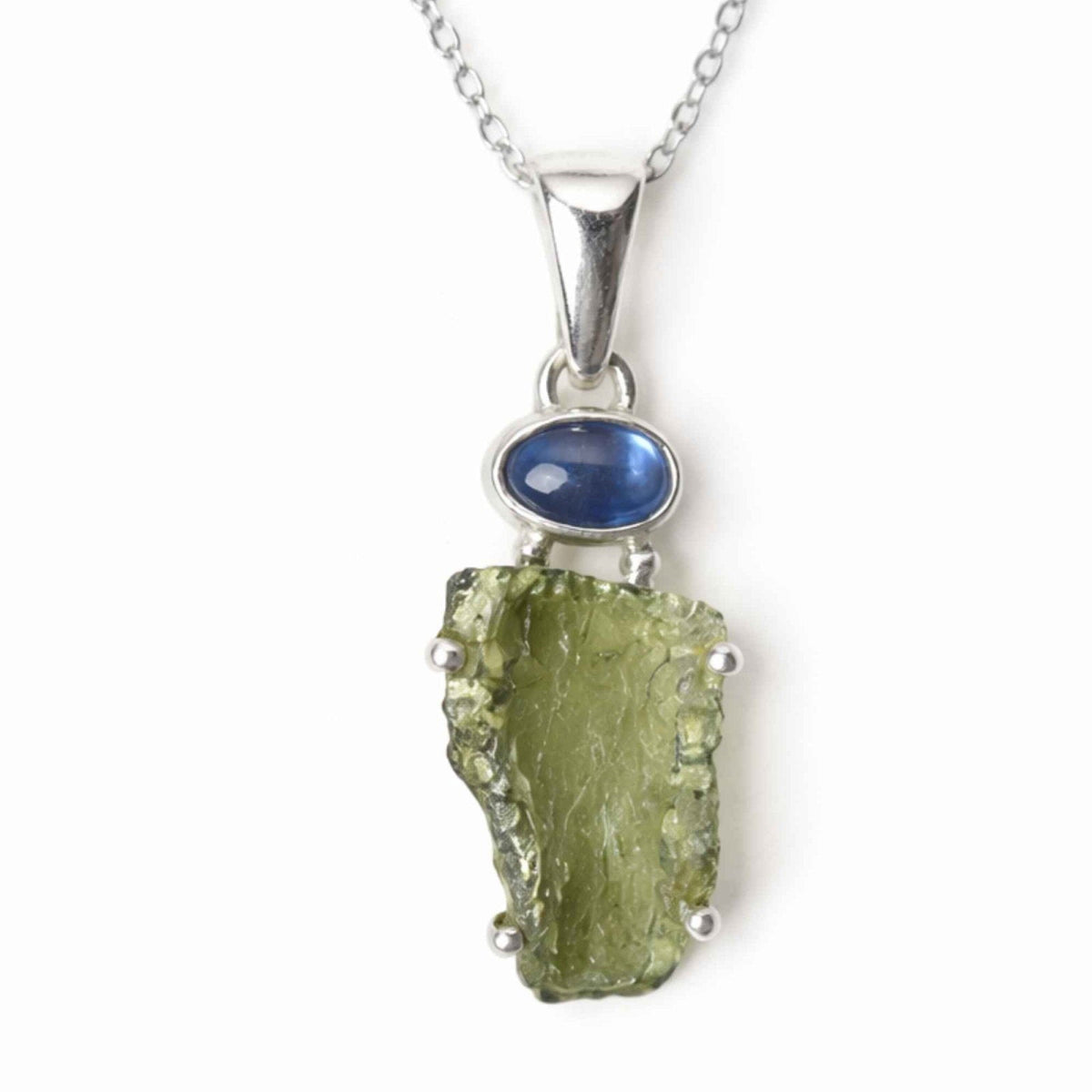 Colier cu Moldavit și Kyanit, Argint 925 – CraftMystic