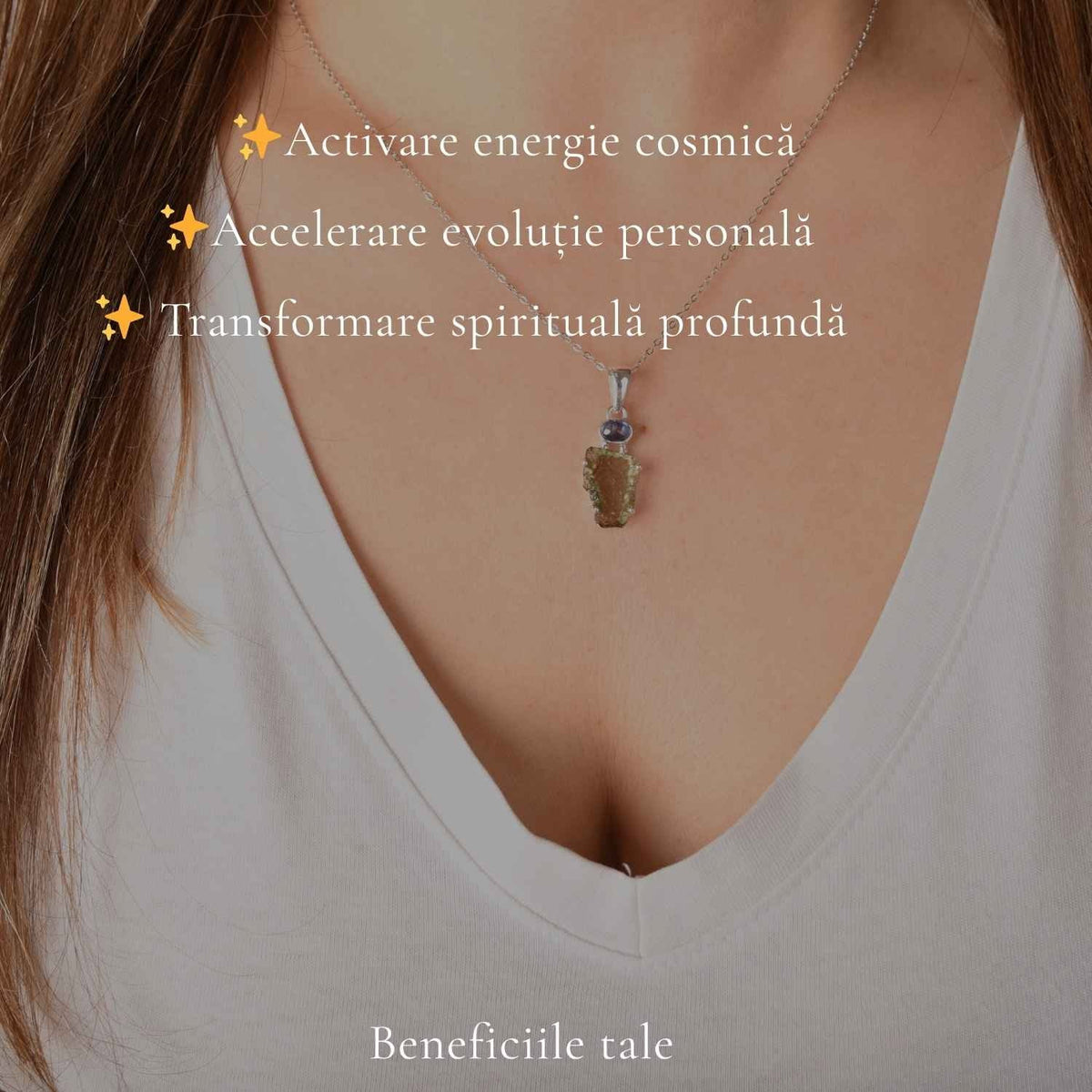 Colier cu Moldavit și Kyanit, Argint 925 – CraftMystic