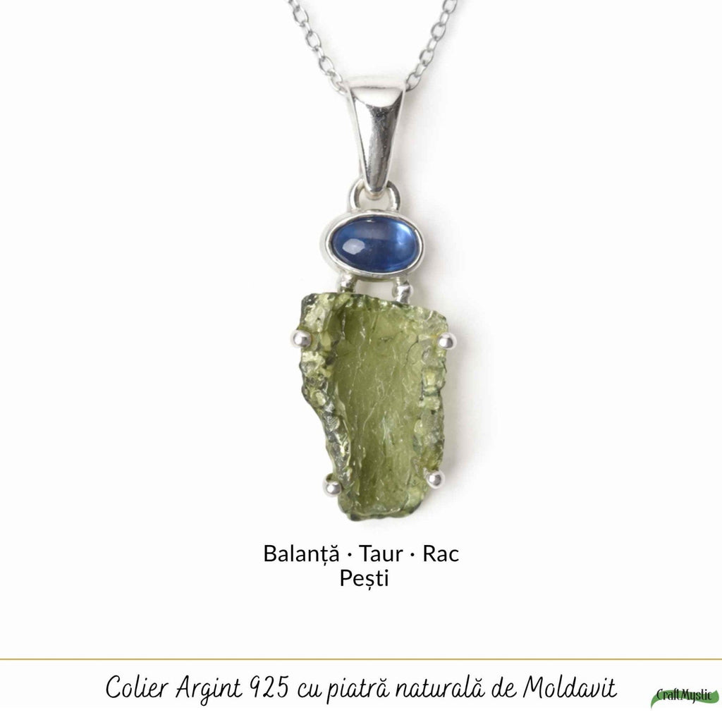Colier cu Moldavit și Kyanit, Argint 925 – CraftMystic