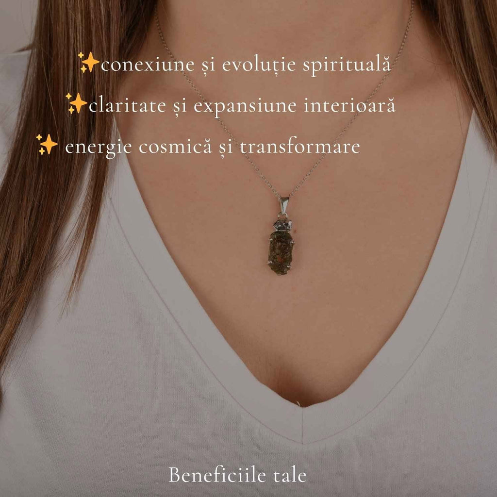 Colier cu Moldavit și Granat – CraftMystic