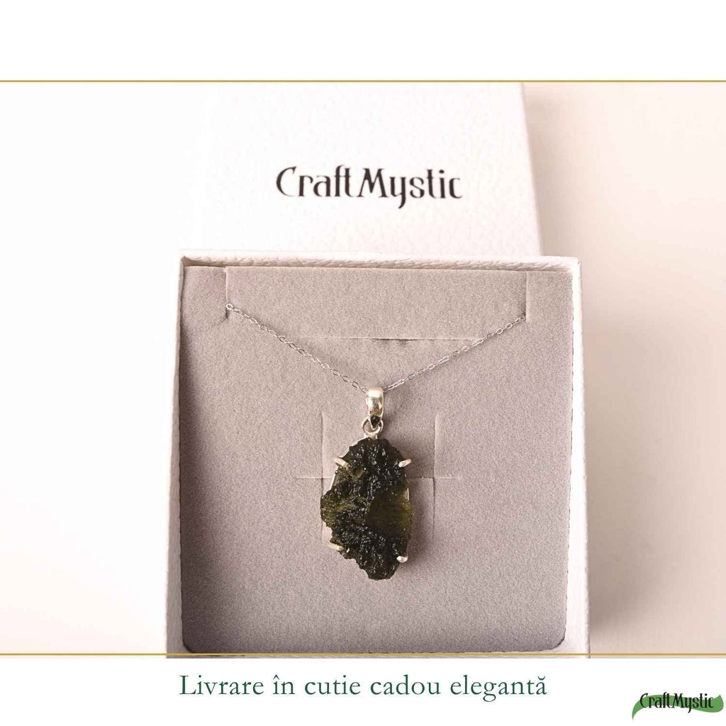 Colier cu Moldavit, Argint 925 – CraftMystic