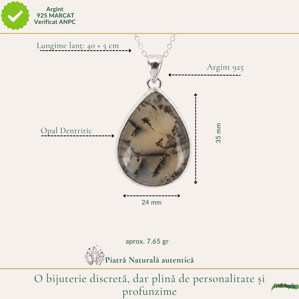 Colier cu Opal Dendritic, Argint 925 – CraftMystic