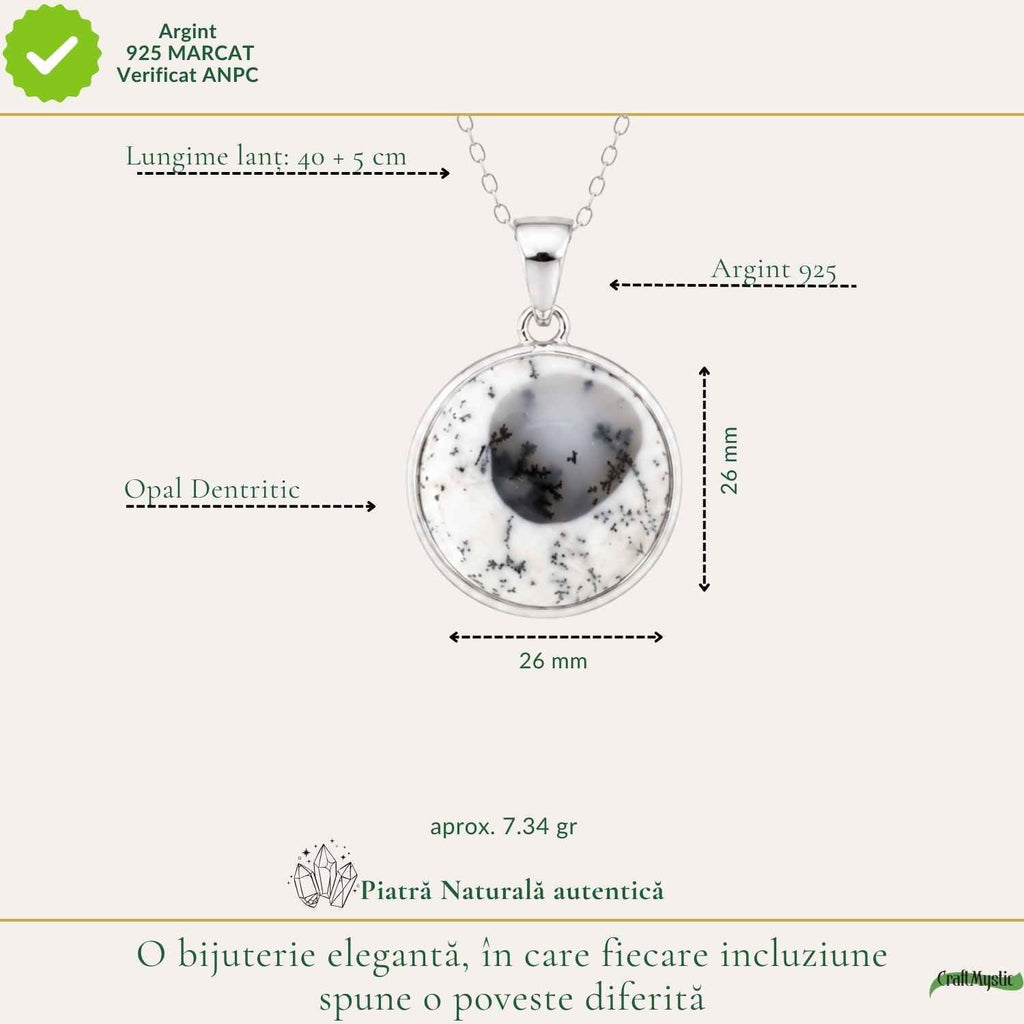 Colier cu Opal Dendritic, Argint 925 – CraftMystic