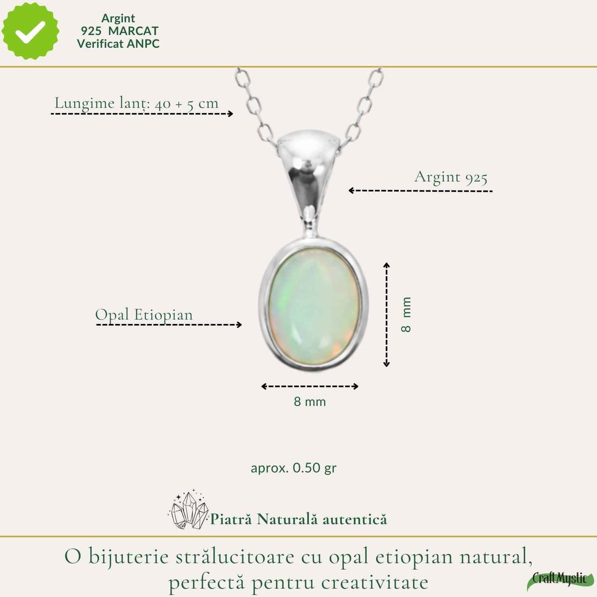 Colier cu Opal, Argint 925 – CraftMystic