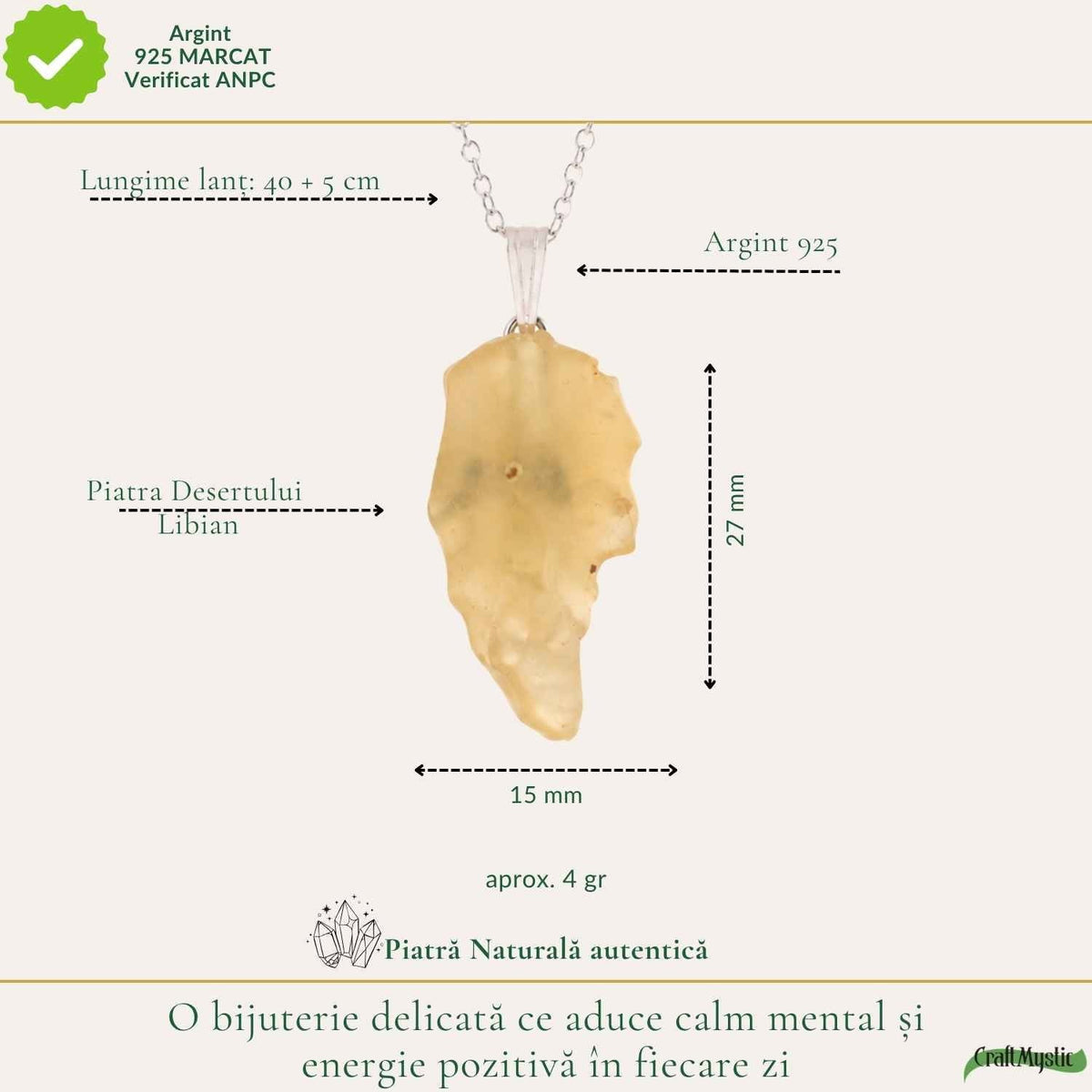 Colier cu Piatra Desertului, Argint 925 – CraftMystic