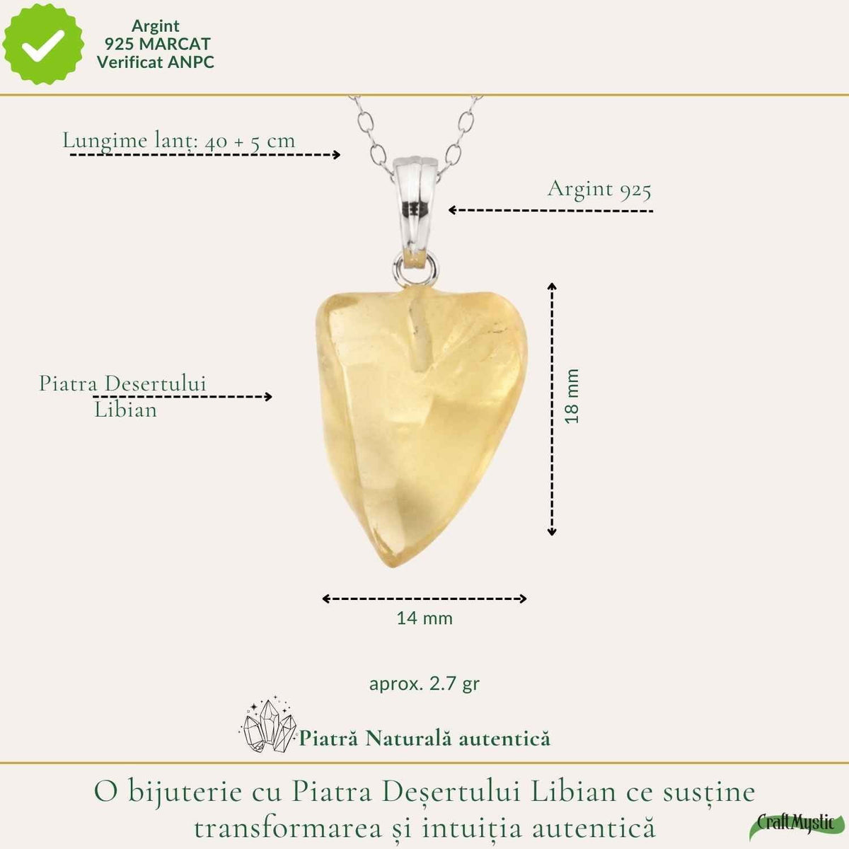 Colier cu Piatra Desertului, Argint 925 – CraftMystic