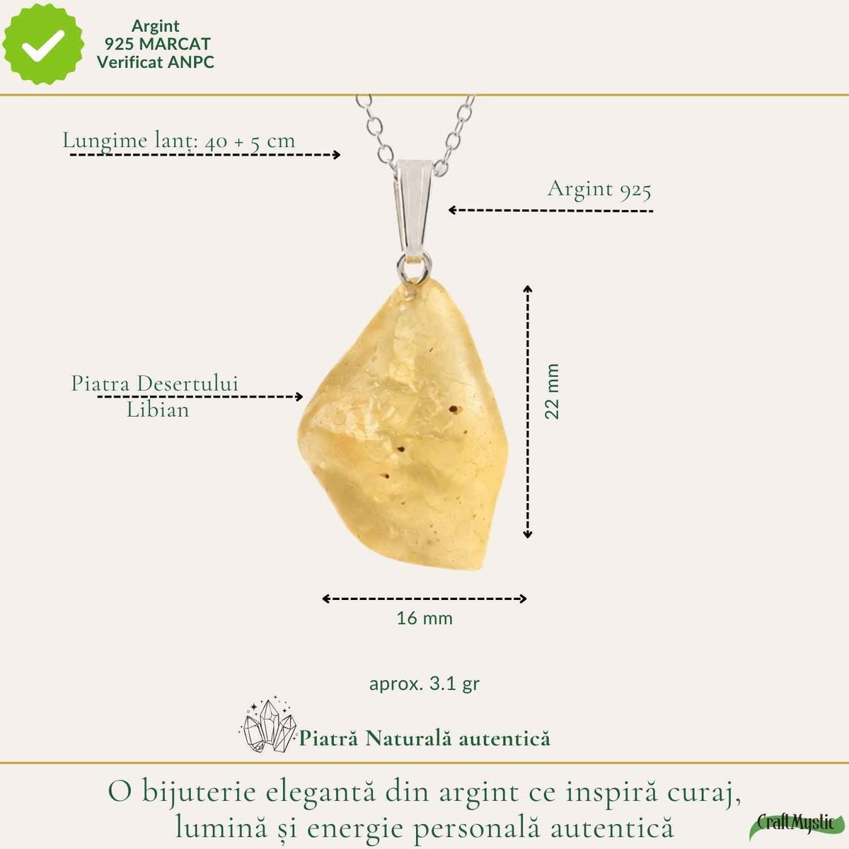 Colier cu Piatra Desertului, Argint 925 – CraftMystic