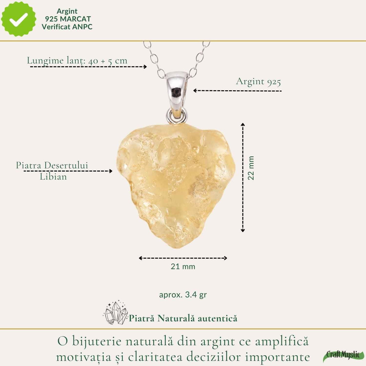Colier cu Piatra Desertului, Argint 925 – CraftMystic