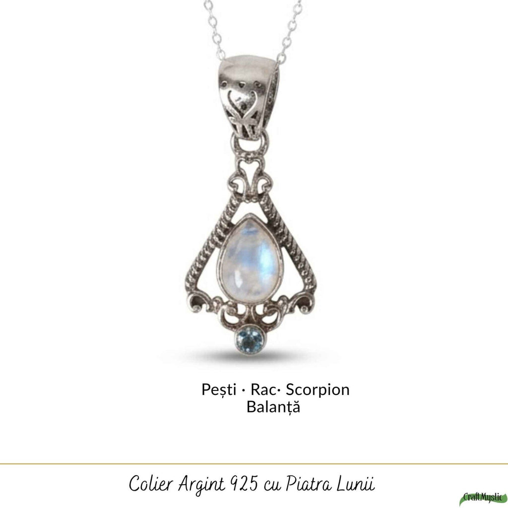Colier cu Piatra Lunii și Topaz, Argint 925 – CraftMystic