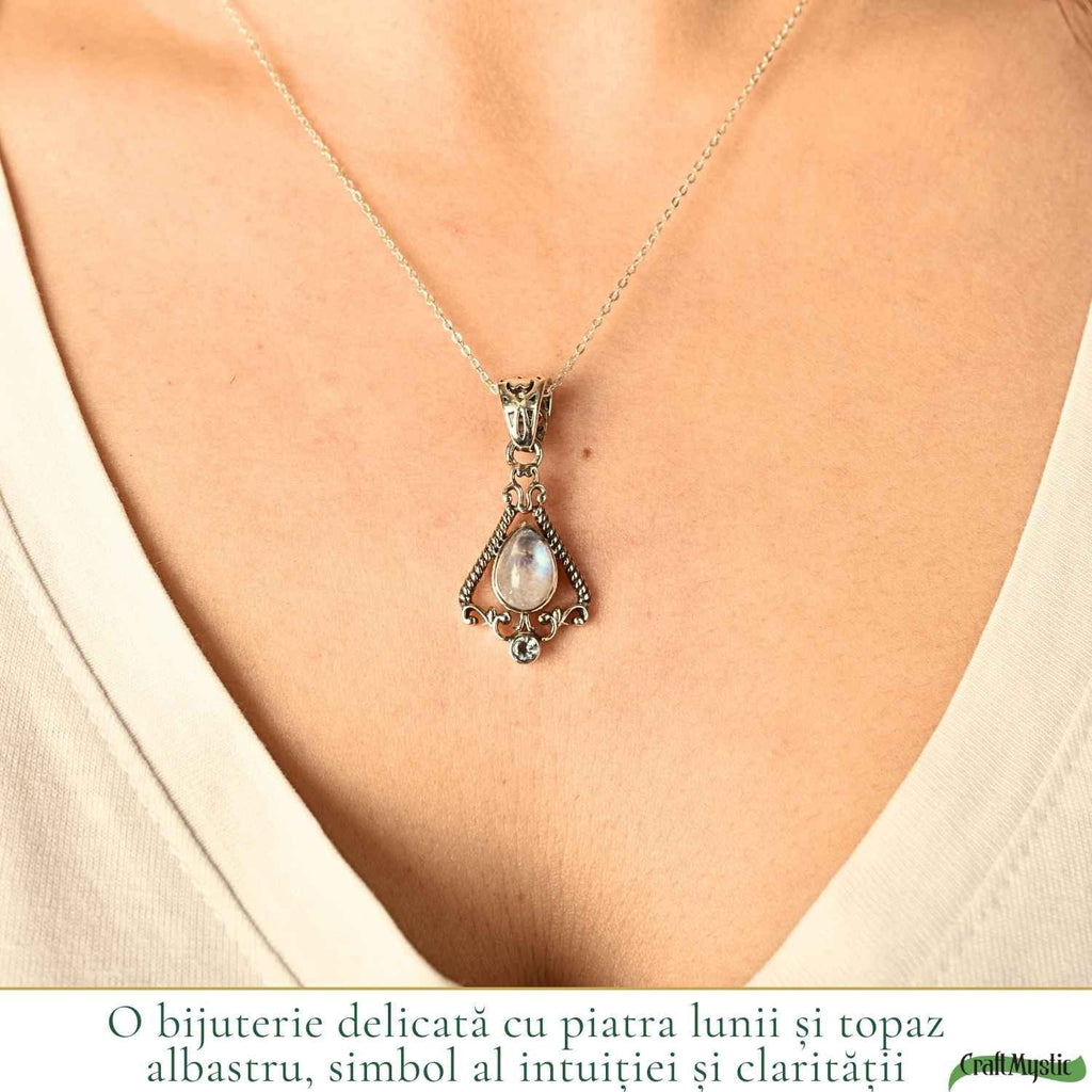 Colier cu Piatra Lunii și Topaz, Argint 925 – CraftMystic