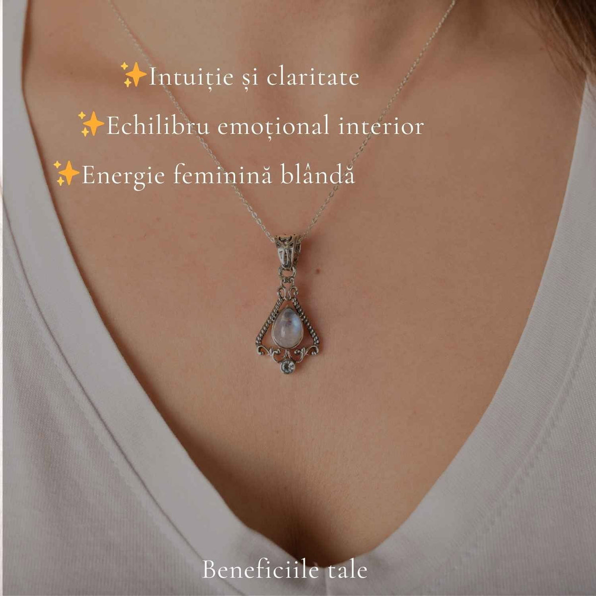 Colier cu Piatra Lunii și Topaz, Argint 925 – CraftMystic
