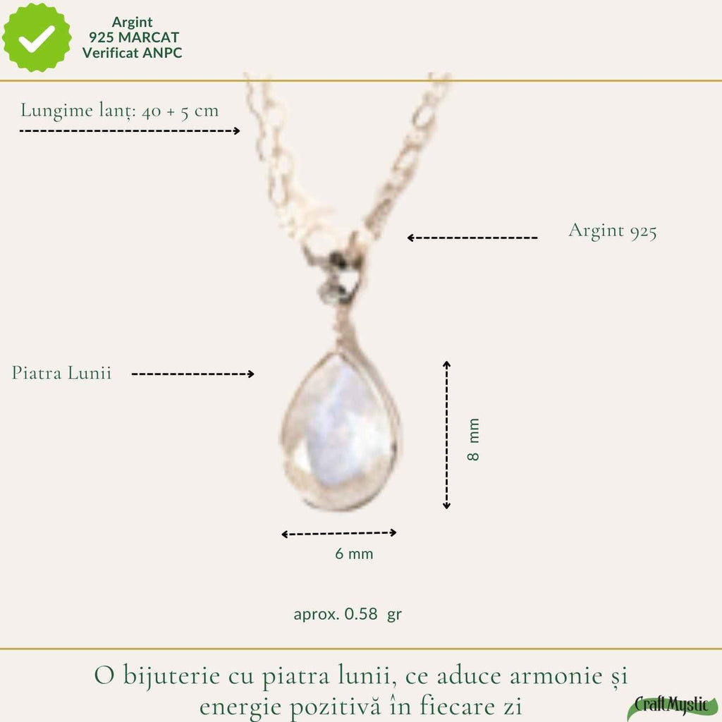 Colier cu Piatra Lunii, Argint 925 – CraftMystic